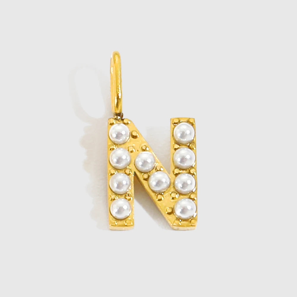 vegan Letter Pearl Charm