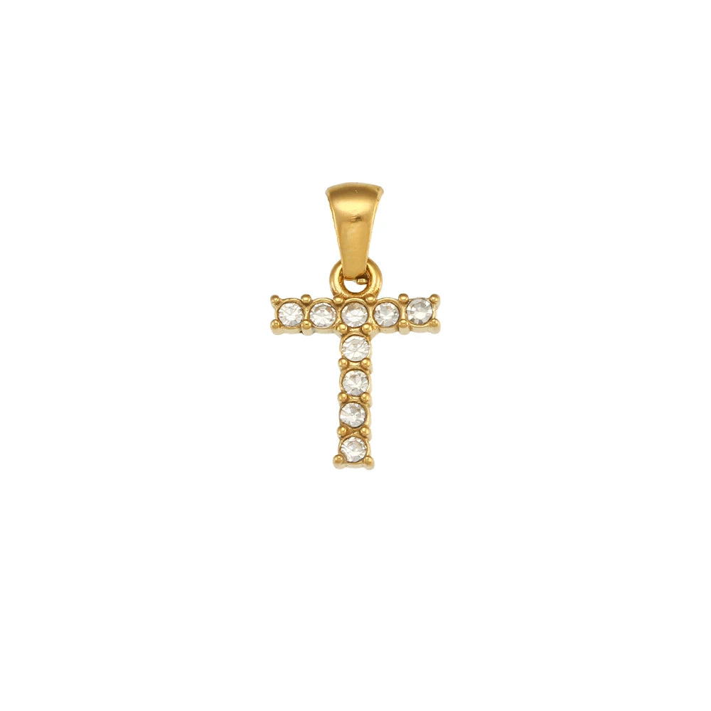 Collier Charm Zircon / Pearl Letter