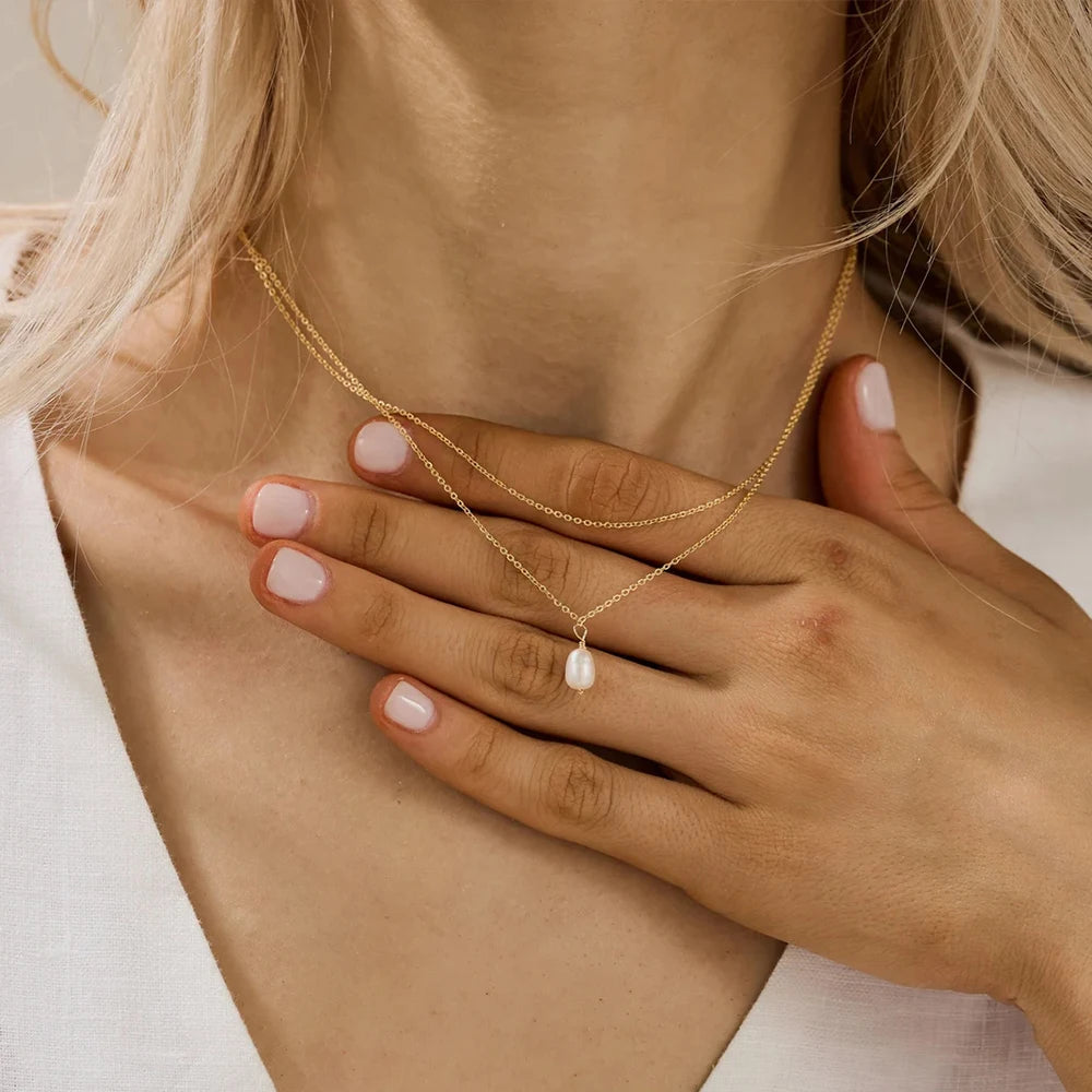 vegan Minimalist Freshwater Pearl Kette