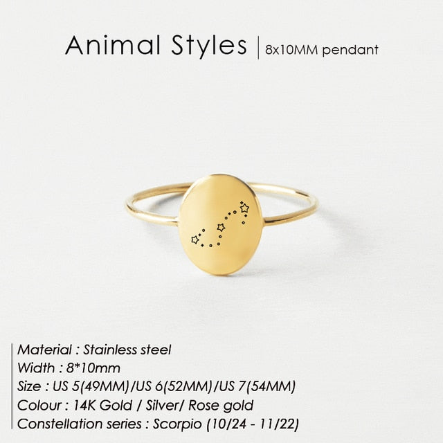 OVAL RING Zodiac Constellation