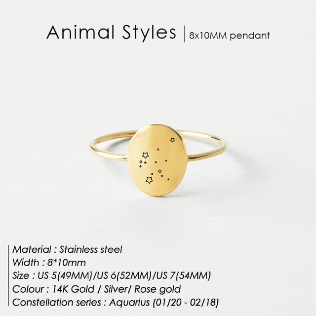 OVAL RING Zodiac Constellation