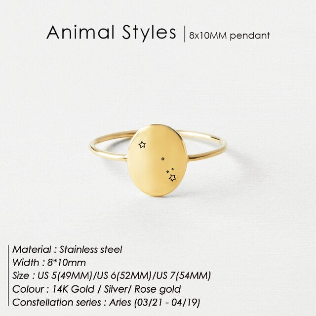 OVAL RING Zodiac Constellation