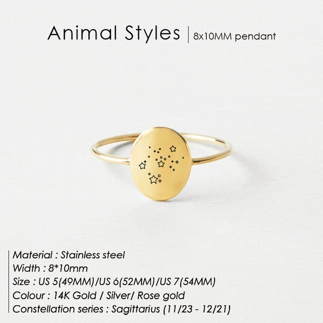 OVAL RING Zodiac Constellation