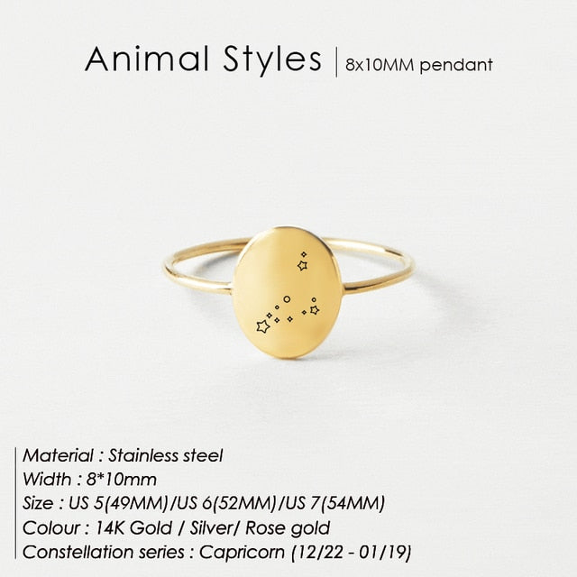 OVAL RING Zodiac Constellation