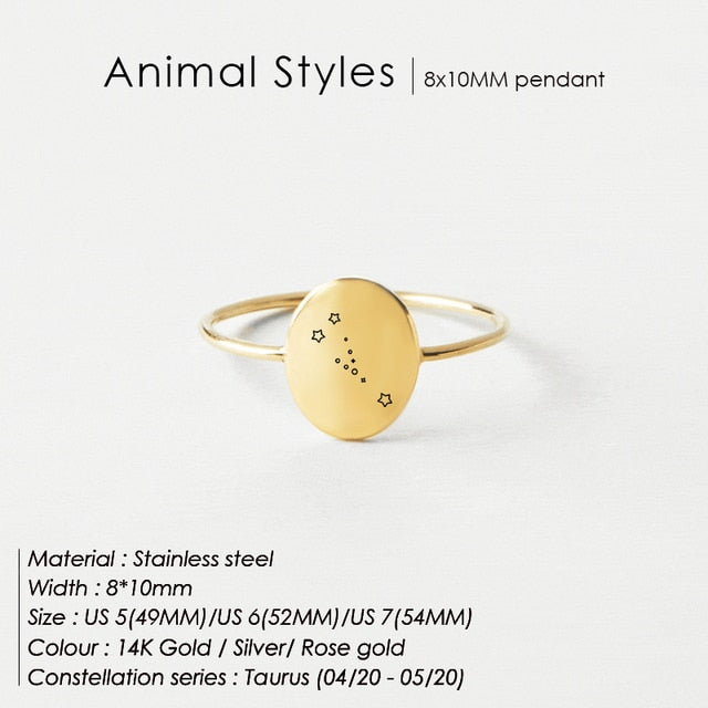 OVAL RING Zodiac Constellation