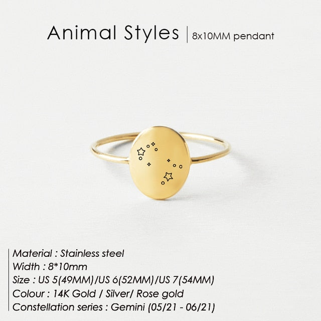 OVAL RING Zodiac Constellation