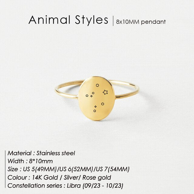 OVAL RING Zodiac Constellation