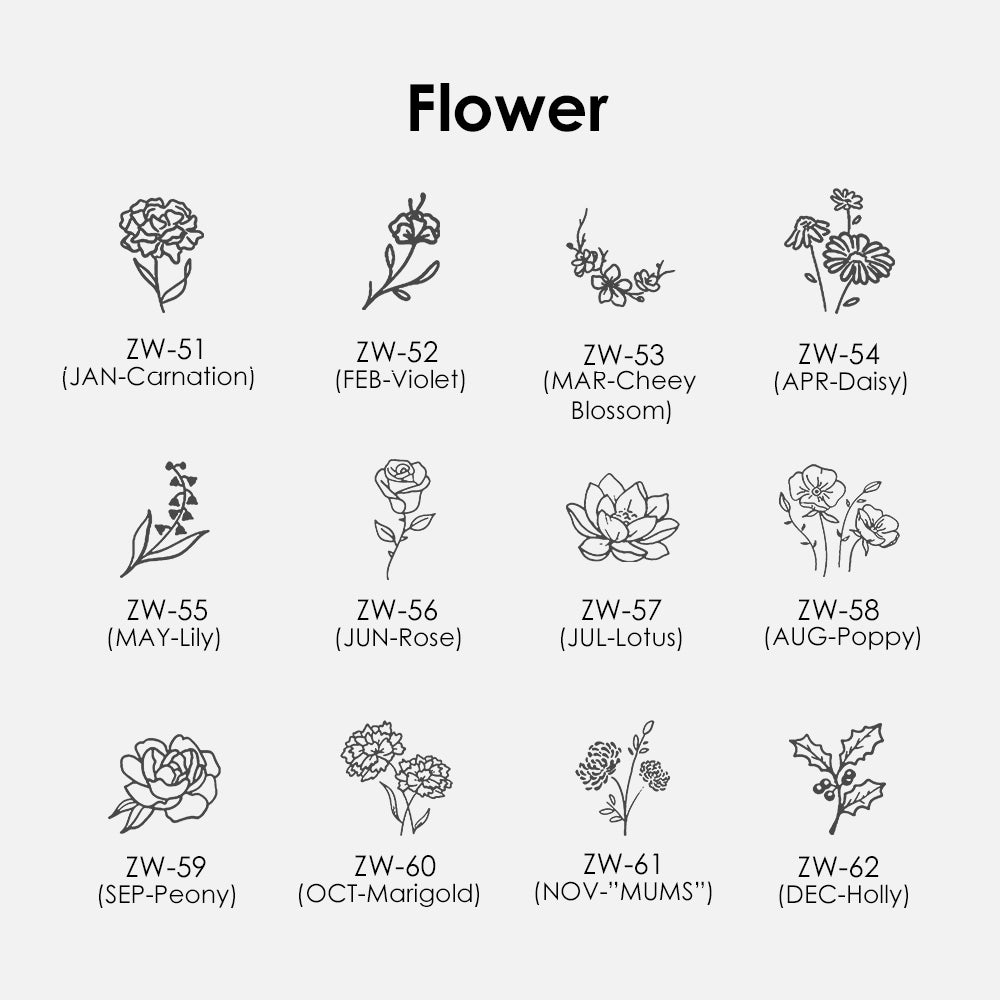 Geburtsblumen Ketten Größenvariation